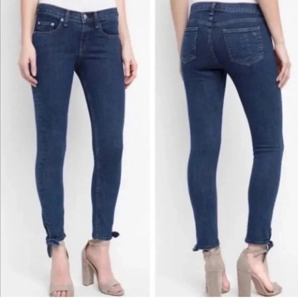 rag & bone Denim - Rag & Bone Low Rise Stevie Skinny Ankle Tie Jeans Paz Color Size 25